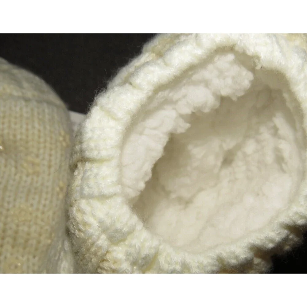 4 Oak Lane Apparel Ivory Plush Cable Knit Slipper Socks Size Small-Medium